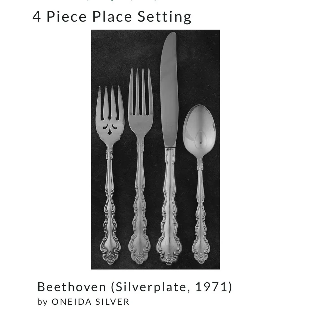 Oneida Community Silverplate Beethoven 4 Pc Place Setting~Knife 2 Forks Teaspoon